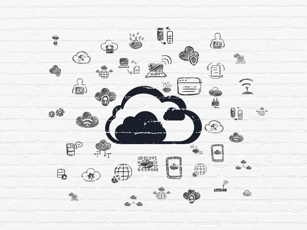 Cloud-Netzwerkkonzept: Cloud on Wall Hintergrund — Stockfoto