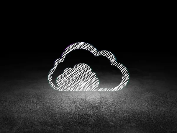 Concetto di cloud networking: Cloud in camera oscura grunge — Foto Stock