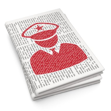 Hukuk kavramı: gazete arka plan üzerinde polis