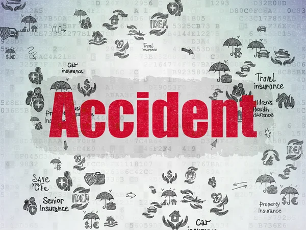 Concept d'assurance : Accident sur fond papier numérique — Photo