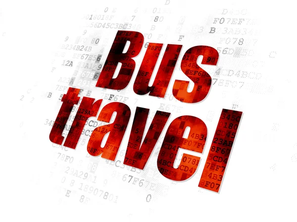 旅游概念︰ 数字背景上的公交车旅行 — 图库照片