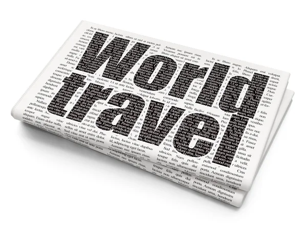 Концепція туризму: Всесвітні подорожі на фоні газети — стокове фото