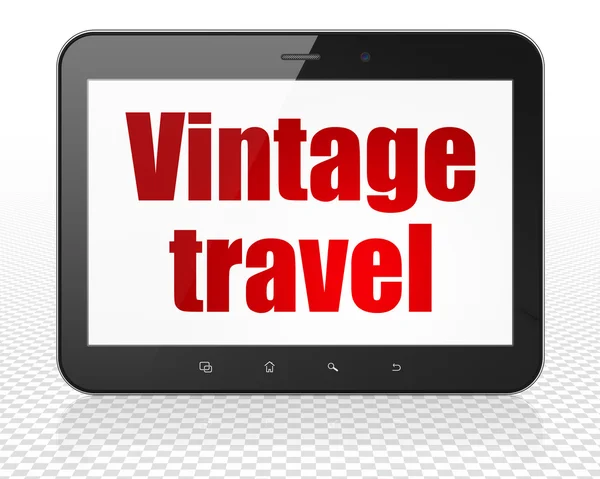 Travel concept: Tablet Pc Computer with Vintage Travel on display — Stock Fotó