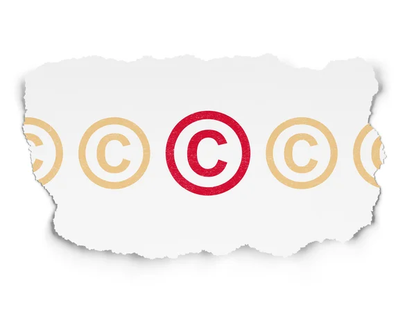 Concetto di legge: icona del copyright su sfondo carta strappata — Foto Stock