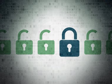 Security concept: closed padlock icon on Digital Paper background