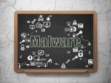 Safety concept: Malware on School Board background