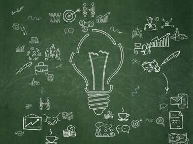 Ekonomi kavramı: ampul okul yönetimi arka plan üzerinde