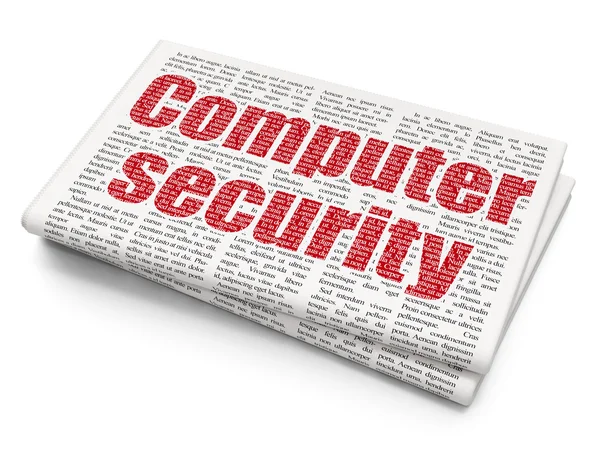 Концепция защиты: Компьютерная безопасность на фоне газет — стоковое фото