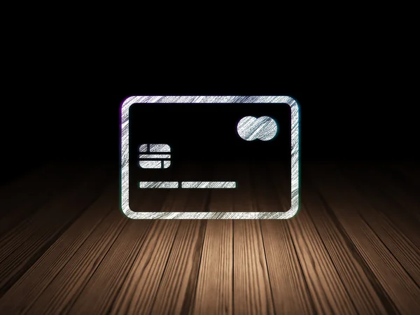 Obchodní koncept: kreditní karta v temné místnosti grunge — Stock fotografie