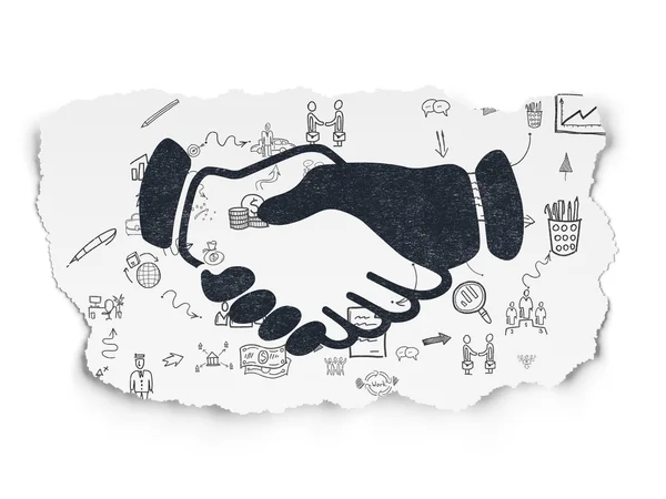 Finance concept: Handshake on Torn Paper background — Stock Photo, Image