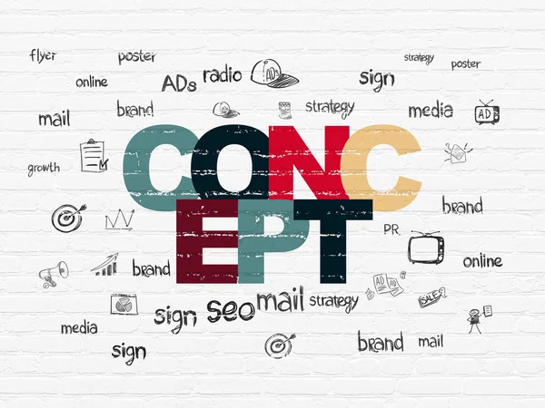 Marketing concept: Concept on wall background