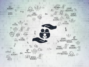 Insurance concept: Family Insurance on Digital Paper background