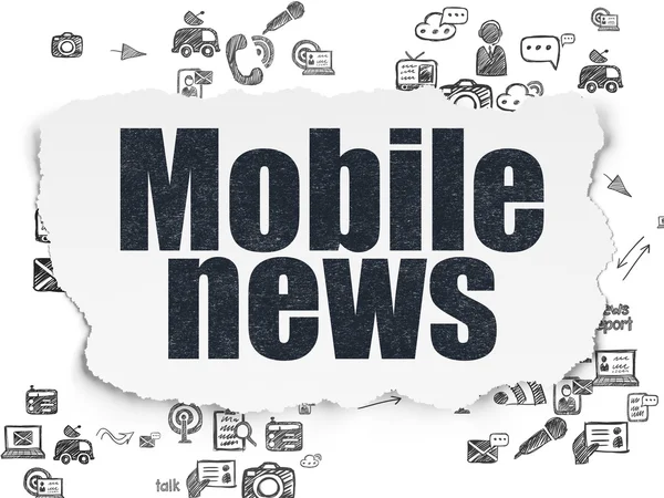 Koncepcja Aktualności: Mobile News na tle rozdarty papier — Zdjęcie stockowe