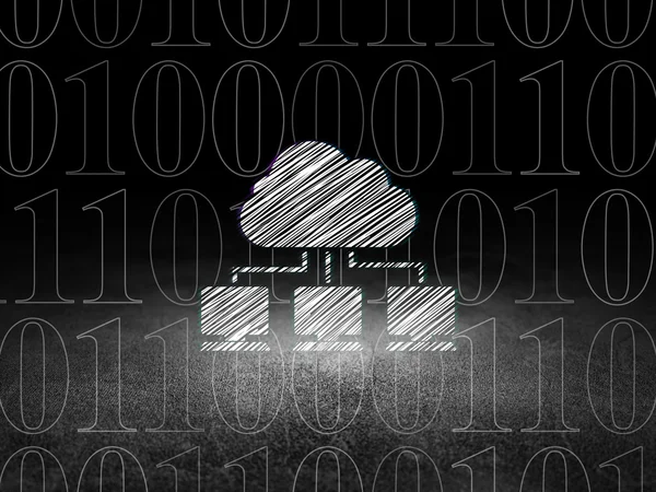 Concetto di tecnologia Cloud: Cloud Network in camera oscura grunge — Foto Stock