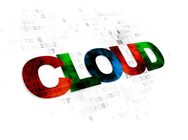 Concetto di tecnologia cloud: cloud su sfondo digitale — Foto Stock