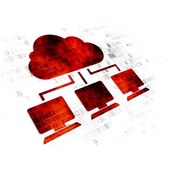 Cloud networking concept: Cloud Network op digitale achtergrond — Stockfoto