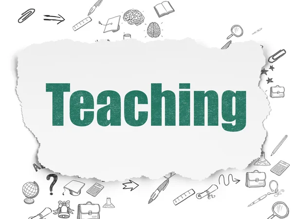 Концепция обучения: Преподавание на разорванном бумажном фоне — стоковое фото