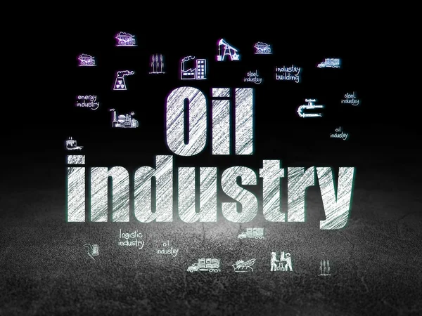 Manufacuring concept: Oil Industry in grunge dark room — Stok fotoğraf