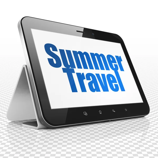 Travel concept: Tablet Computer with Summer Travel on display — Stockfoto