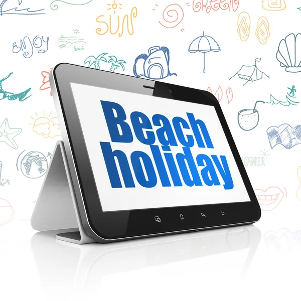 Concepto de viaje: Tablet Computer con Beach Holiday en exhibición — Foto de Stock