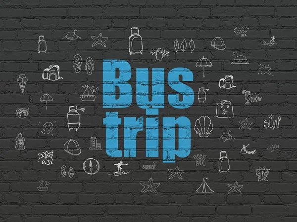 Tourism concept: Bus Trip on wall background