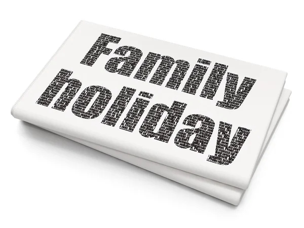 Tourism concept: Family Holiday on Blank Newspaper background — Stok fotoğraf