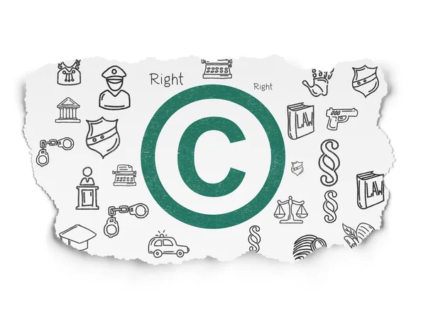 Law concept: Copyright on Torn Paper background — Stock Photo, Image