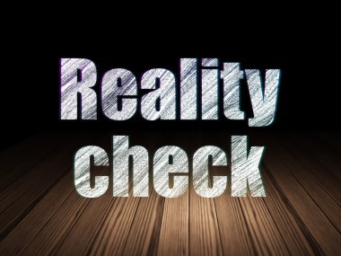 Ekonomi kavramı: Reality Check grunge karanlık odada