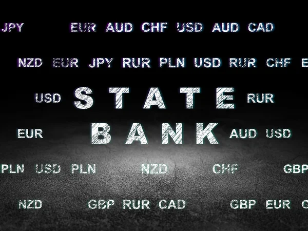 Νόμισμα έννοια: κρατική τράπεζα σε σκοτεινό δωμάτιο grunge — Φωτογραφία Αρχείου
