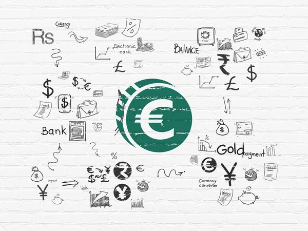 Concepto de moneda: Euro Moneda sobre fondo de pared — Foto de Stock