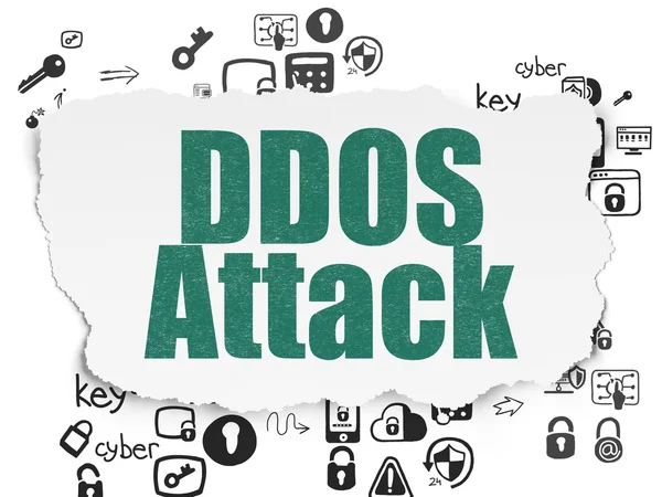 Protection concept: DDOS Attack on Torn Paper background — Stock Photo, Image