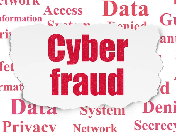 Safety concept: Cyber Fraud on Torn Paper background — Stockfoto
