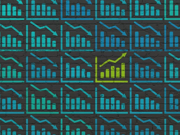 Finance concept: growth graph icon on wall background