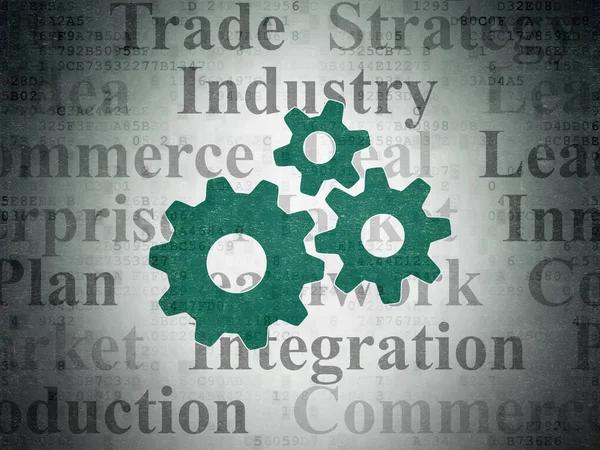 Finance concept: Gears on Digital Paper background — Stock Photo, Image