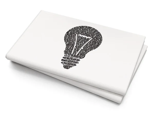 Business concept: Light Bulb on Blank Newspaper background — Stock Photo, Image