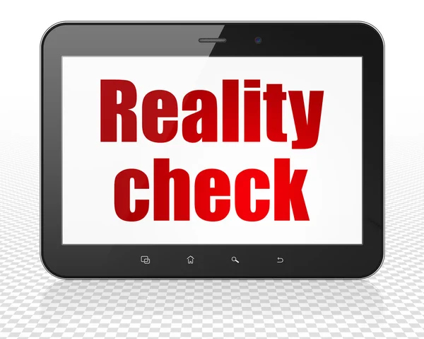 Finance concept: Tablet Pc Computer with Reality Check on display — Stock Photo, Image