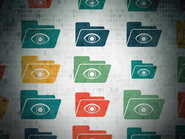 Business concept: Folder With Eye icons on Digital Paper background — Stok fotoğraf