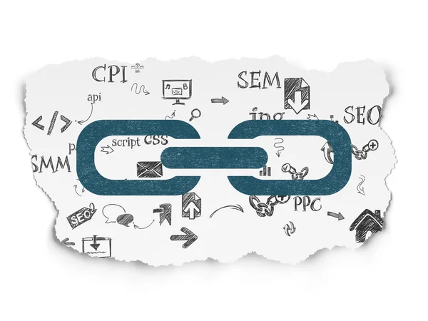 웹 디자인 개념: 찢어진 종이 배경 링크 — 스톡 사진
