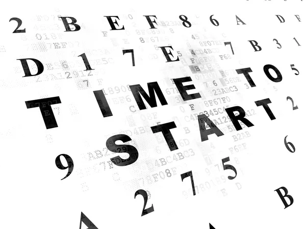 Conceito de linha do tempo: Tempo para começar no fundo digital — Fotografia de Stock