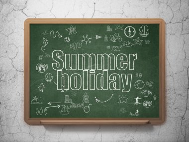Tourism concept: Summer Holiday on School Board background