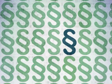 Hukuk kavramı: paragraf simgesi dijital kağıt arka plan üzerinde