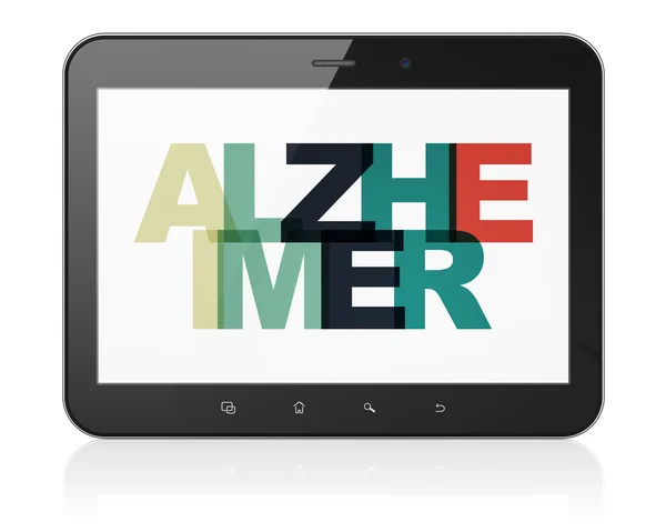 Здравоохранение концепции: планшетный компьютер с Альцгеймером на дисплее — стоковое фото