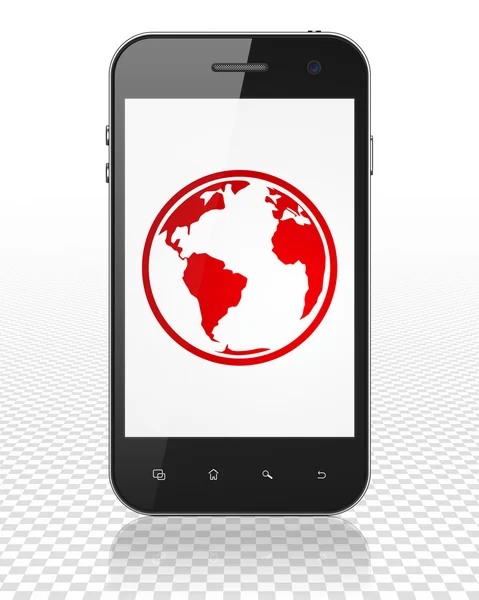 Science concept: Smartphone with Globe on display — Zdjęcie stockowe