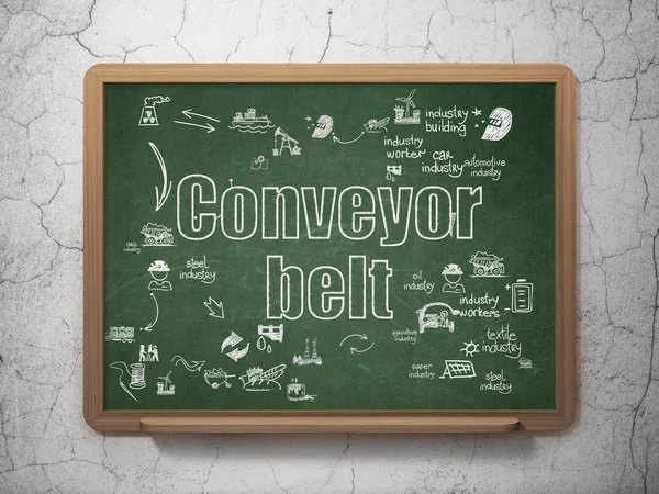 Manufacuring concept: Conveyor Belt on School Board background — Stock Photo, Image