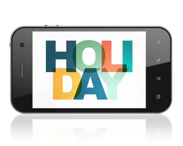 Tourism concept: Smartphone with Holiday on  display — Stock Fotó