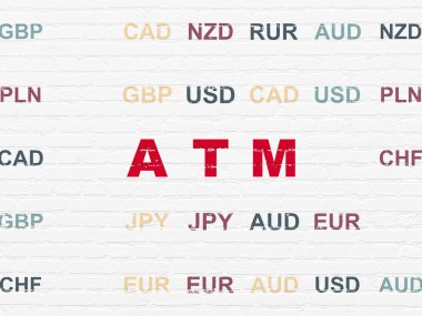 Bankacılık kavramı: Atm duvar arka plan üzerinde