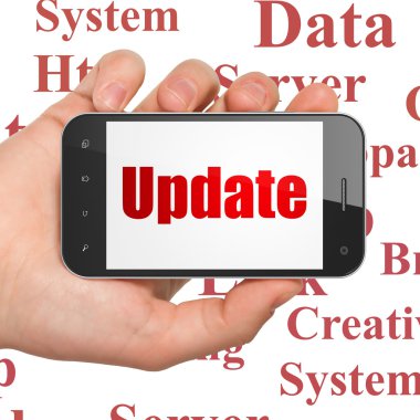 Web design concept: Hand Holding Smartphone with Update
