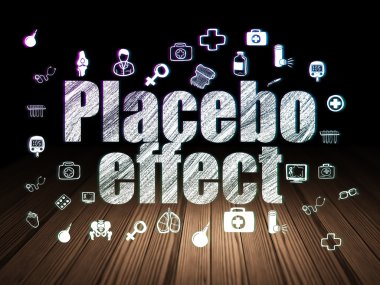 Healthcare concept: Placebo Effect in grunge dark room