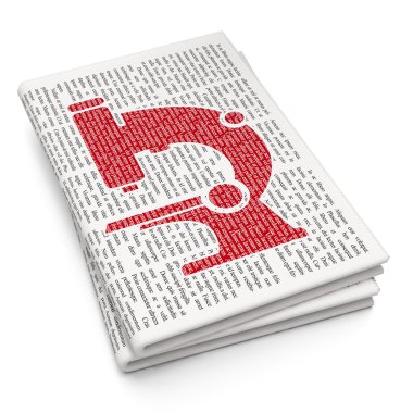 Bilim kavramı: mikroskop gazete arka plan üzerinde