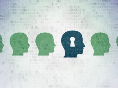 Learning concept: head with keyhole icon on Digital Paper